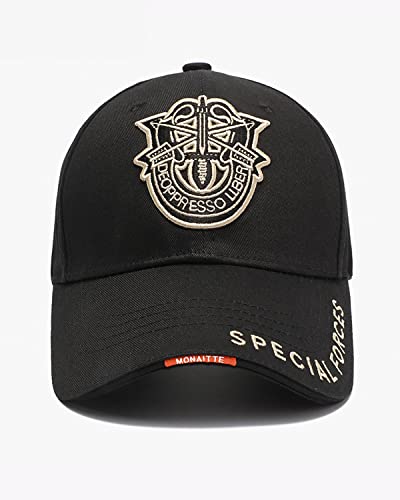 Gorra de béisbol Special Forces con parche bordado negro y dorado miniatura 3