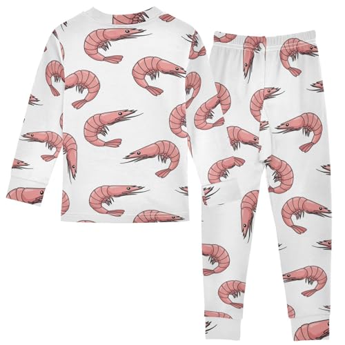 Pajama Sets Long Sleeve Shrimp Pattern Print Design Soft Comfy Sleepwear 2 Piece PJS 3-8T3