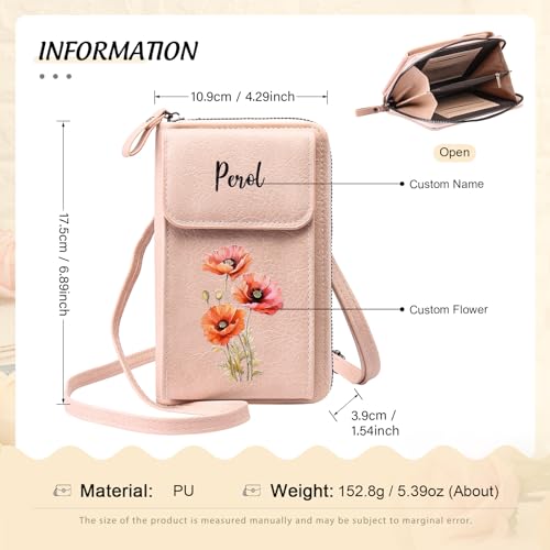 Mothers Day Gifts Personalized Wallet Women Custom Birth Flower Wallets for Women Name Wallet for Her Gifts for Grandmother Wife (Pink)2