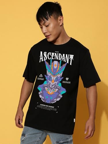 Image of Veirdo Cotton Drop Shoulder Round Neck Oversized Baggy Fit Front & Back Graphic Printed Half Sleeve T-Shirt Men (Available in from S to 2XL)