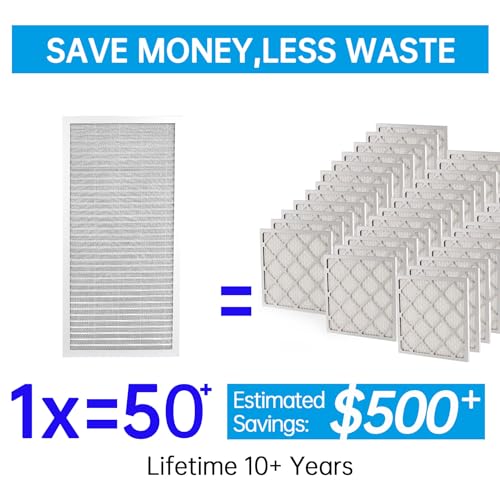 Image of UBeesize 12x24x1 Reusable Electrostatic Air Filter HVAC AC Furnace Filter,MERV 8,Washable, Lasts a Lifetime,Permanent Air Filter,Breathe Fresher,Home And Office(Actual Size:11.38x23.38x0.82 Inch)