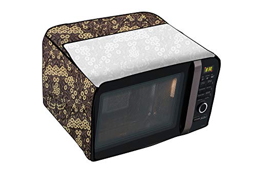 Image of Stylista Microwave Oven Cover for Panasonic 20 L Solo NN-SM255WFDG Floral Pattern Brown