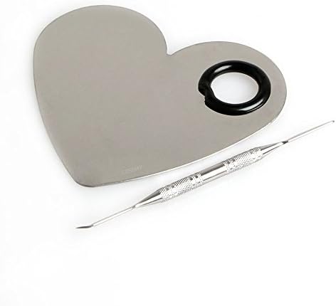 COSEMY Heart Professional Stainless Steel Makeup Palette Tool With Spatula Rod Nail Art Polish Eye Shadow Cosmetic Mixing set