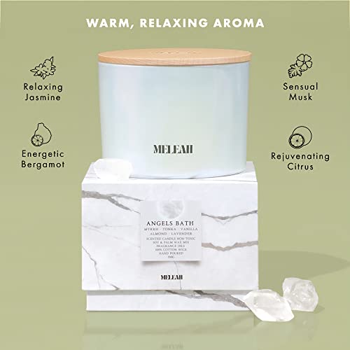 Meleah Angel’s Bath Scented Candle For Home, Spa Or Meditative Space, Natural Soy Wax Candles Scented With Lavender, Almond And Vanilla In Decorative Glass Jars, Delicate, Cozy Scent (138X138X167Mm) #TOP2