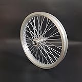 DONSP1986 20 inch x 1.85' Heavy Duty Bicycle Rear Wheel Rim 12 Gauge, Double Wall Aluminum Alloy 48 Spokes Wheel, 20' Bike Rear Rim 135mm (Silver) Disc Brake