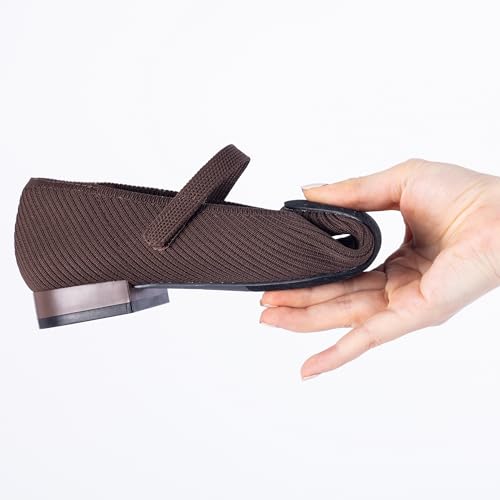 Women's Mary Jane Flats with Arch Support, Square Toe Ballet Flats, Comfortable Knit Dress Shoe3