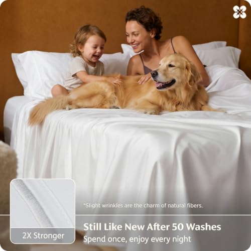 Image of Bedsure PureWoven 100% Giza Egyptian Cotton King Sheets, CEA & BV Certified