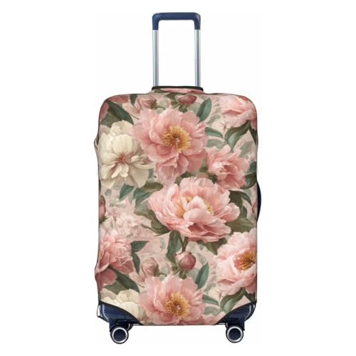 Pastel Pink Peonies Elastic Travel Luggage Covers Dustproof Scratch-Resistant Suitcase Protector Fit 22-24 Inch