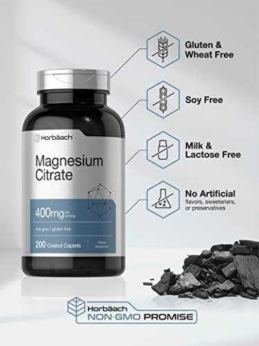 Magnesium Citrate Caplets | Vegetarian, Non-Gmo, And Gluten Free Supplement | By Horbaach #TOP3