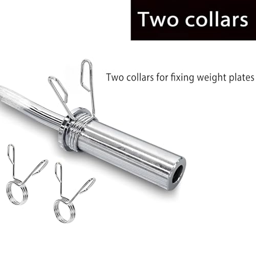 jxgzyy EZ Curl Bar Weight Bar Barbell Bar 47 Inches Weight Lifting Bar for 2 Inches Weight Plates, Non-Slip Hand Grip With 2 Spring Collars For Gym Home Exercises Squat and Deadlift Fitness - Image 4