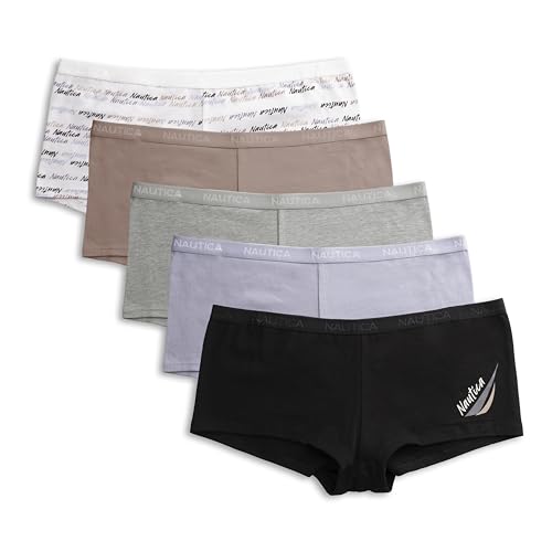 Image of Nautica Women's Cotton Boyshort Underwear Set, 5-Pack