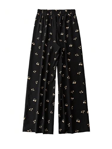 MakeMeChic Women's Plus Size Floral Loose Pants Elastic Waist Wide Leg Trousers2