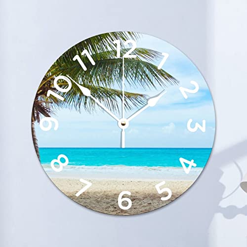 Horloge murale décorative 38cm grand format avec motif palmiers