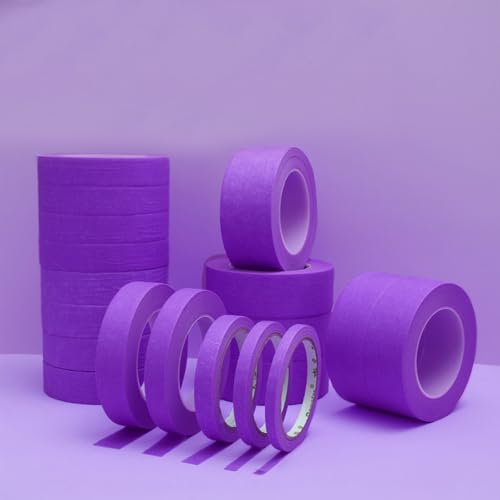 Image of 6 Rolls Fine Line Tape 1 /16, 1 /8, 1 /5, 2 /5, 1 /2, 3 /4 Inch x 55 Yard Fineline Masking Tape Painter Adhesive Automotive for DIY Car Auto Paint (Purple, Mixed Sizes)