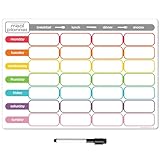 TMS - Planificador semanal de comidas A3 para nevera, calendario magnético de pizarra blanca y lista de la compra, uso para preparación de alimentos y planificación familiar, tablero de notas de