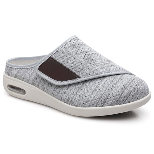 Sapatos femininos de largura extra larga para diabéticos, leve, respirável, ajustável, edema de idos