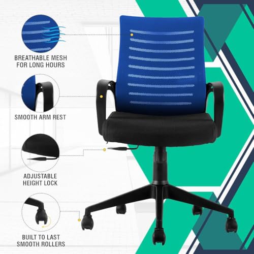 Image of Ngfc Office Chair for Home with Back Support Arm Rest 360 Degree Rotating Office Chair with Tilt Lock Mechanism High Comfort Seating Ergonomic Chair for Home & Office (Blue)