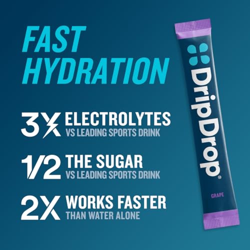 Dripdrop 1024013 Hydration Juicy Variety Pack Electrolyte Drink Mix Single-Serve Powder Packets- Grape thumb #1