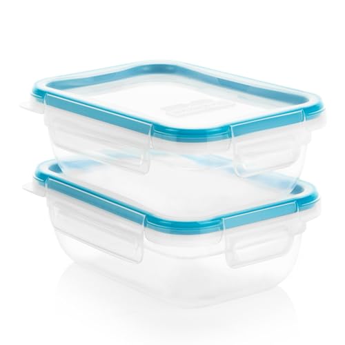Snapware Total Solution - Juego de recipientes de plástico de tamaño mediano, 4 unidades (3 tazas), con tapas, recipientes de alimentos para preparación de comidas, tapas sin BPA con pestañas de