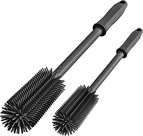 SUPPHOUS Long Silicone Bottle Cleaning Brush | 2 Pack| 16+13Water Bottle Brush Cleaner Brush for Hydro Flask Glassware Vacuum Sports Bottle&Vases Silicone Water Bottle Cleaner Brush for Narrow Neck