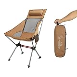 Tentock Campingstuhl Faltbar Klappbar Tragbar Camping Stuhl High Back Faltstuhl bis 150 kg mit Tragetasche und Kopfstütze