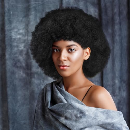 Postiche afro bouclée courte confortable et légère en noir naturel 1B