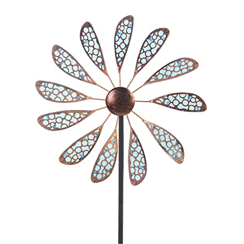 Image of DREAMYSOUL Outdoor Wind Spinner 33 inch Metal Wind Sculpture Waterproof Fluorescence Wind Spinners for Garden Patio Lawn Decoration