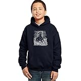 Boy's Word Art Hooded Sweatshirt - POPULAR HORSE BREEDS- LA Pop Art Navy