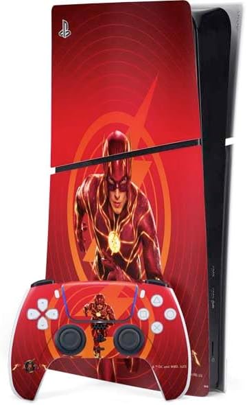Skinit Decal Gaming Skin Compatible with PS5 Slim Digital Edition Bundle - Officially Licensed DC Comics The Flash Movie: Batman Multiverse Logos Design