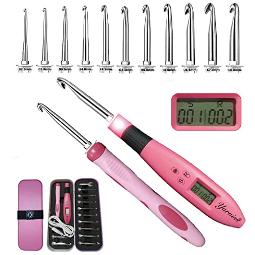 Yarniss Counting Crochet Hooks Set With Light, Digital Crochet Hooks For Stitched & Rows (11 Size) #TOP27
