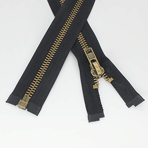 Leekayer #8 28 Inch Antique Brass Zippers for Jackets Sewing Coats Crafts 71 cm Separating Jacket Zipper Black Metal Zipper Heavy Duty (28" Anti-Brass)