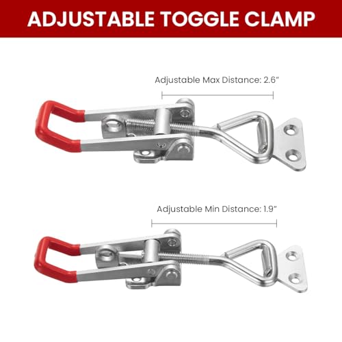 Image of Serplex 6 Pcs Toggle Clamp Latch With Lock Hole, Adjustable Latch, 330Lbs Holding Capacity, Heavy Duty Quick Release Pull Latch Toggle Clamp for Lid Jig, Cabinet, Tool Box Case