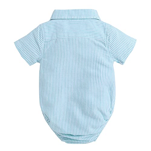 Image of Hopscotch Boys Green Stripe Onesie and Shorts Set