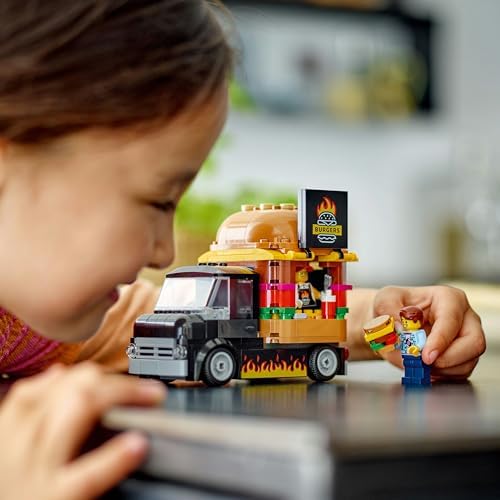 LEGO City Hamburger Kamyonu 60404-5 Yaş ve Üstü Kız ve Erkek Çocuklar için Satıcı Mini Figürü ve Aksesuarlar içeren Araç Yapım ve Mutfak Oyun Seti, Çocuklar için Yaratıcı Hediye Fikri (194 Parça) - Görsel 7