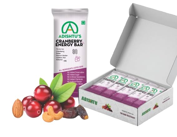 ADISHTU Cranberry Energy Bar with Fruit and Nut Bars, Cashew, Peanut Butter & Almonds, Healthy Sugar-Free Protein Snack Bars for Quick Breakfast, Running, Workouts & Travel (Pack of 5)-image-45