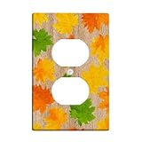 Plaques d'interrupteur en forme de feuille d'automne, feuilles d'érable orange et vert chaud pour décoration d'intérieur, plaques murales thermoplastiques, prise duplex simple de taille standard