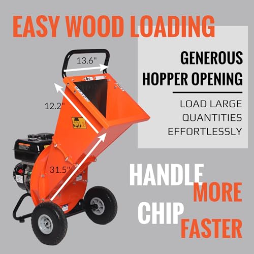 Image of C40E 4 inch Wood Chipper, Easy Key Start, 9HP 274cc Gas Powered Engine, 4 inch Max Branch Capacity, Heavy Duty Shredder Mulcher with Electric Start