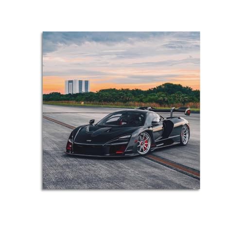 Poster Senna de course sur toile 70x70 cm pour décoration murale