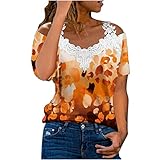 Satin Hose Damen Elegant Damen Frühling Sommer Bedruckte Spitze lässig Kurzarm V-Ausschnitt T-Shirt Top Bluse Neon Grünes Oberteil