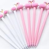Bluelans 10 Pack Cute Flamingo Black Writing Gel Ink Pen for Office School Student Supplies,0.5 mm T