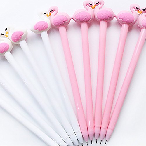 Bluelans 10 Pack Cute Flamingo Black Writing Gel Ink Pen For Office School Student Supplies,0.5 Mm Tip Rollerball Pens (Flamingo Gel Ink Pen - 10 Pens) #TOP7