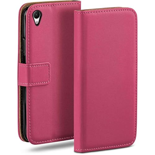 moex Funda con Tapa para Sony Xperia Z3, con Ranura para Tarjetas, Funda Estilo Libro con protección de 360 Grados, Cuero Vegano, Berry Fucsia