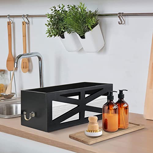 Solid Wood Paper Towel Dispenser Wall Mounted, Paper Towel Holder Wall Mount With Lid, Commercial C-Fold, Z-Fold, Trifold Hand Paper Towel Holder Dispenser, Napkin Holder With Metal Hooks For Kitchen #TOP6