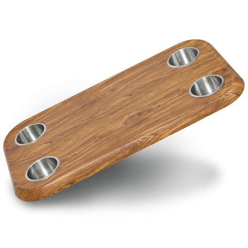 Teak Luxury Pontoon Boat Tabletop - Mount Any Table Post Bracket to the Underside of the Top - No-Wobble Pontoon Table Flush Mount Design - Universal Mounting Plate Included – Available in 6 Colors