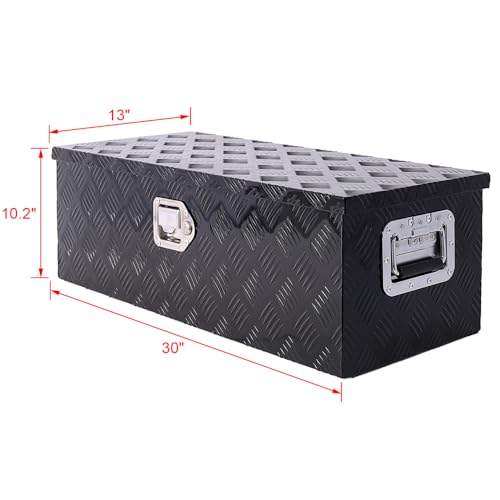 Homonova 30 Inch Aluminum Trailer Tool Box – Heavy-Duty Truck Bed Storage Box, Weather-Resistant Utility Toolbox with Lock & Keys, Underbody Pickup Storage for RV, Hitch & Cargo Rack (Black)