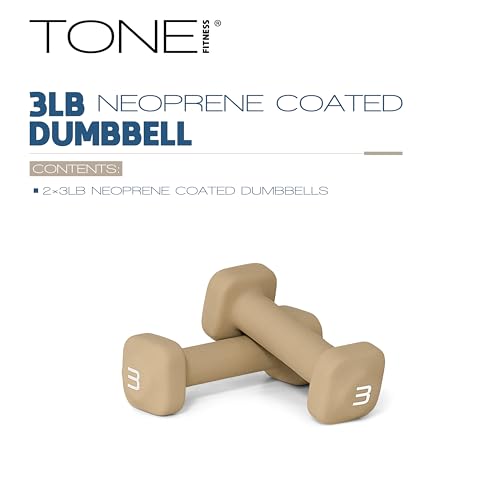 Tone Fitness Neoprene Dumbbell Weight Pairs with Anti-Roll Square Head | Multiple Options