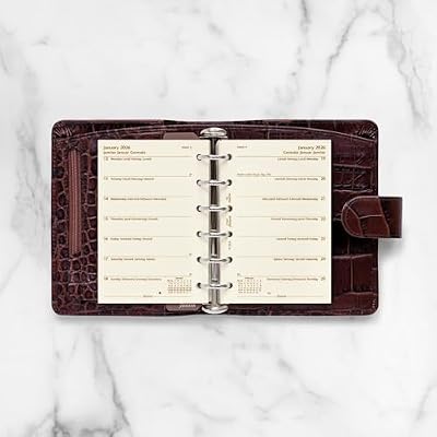 Filofax Calendar Diary Refill, Pocket Size, Week on One Page, Cotton Cream Paper, Unruled, Multilingual: Four Languages, 2026 (C68239-26)