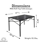 Heavy-Duty Roll-Top Table for Camping (Large) - Portable Aluminum-Top Folding Table with Steel Frame by Caddis Sports - Image 3