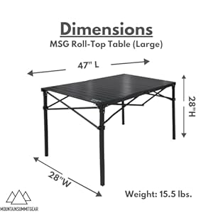 Heavy-Duty Roll-Top Table for Camping (Large) - Portable Aluminum-Top Folding Table with Steel Frame by Caddis Sports Heavy Duty Roll Top Table for Camping Large Portable Aluminum Top Folding Table with Steel Frame by Caddis Sports