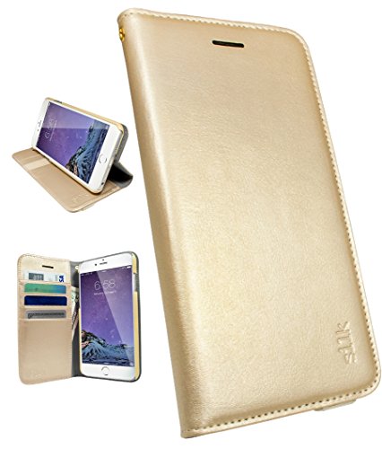 Smartish iPhone 6 Plus/6s Plus Wallet Case - Folio Wallet Case for iPhone 6 Plus/6s Plus (5.5") - [Protective Portfolio Cover with Foldable Kickstand] (Silk) - Champagne Gold